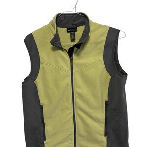 Women's REI Light Lime Green Gray Outdoor Vest with Full-Length Zipper.  Size L